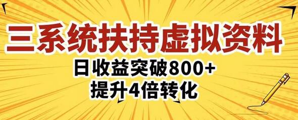 三大系统扶持的虚拟资料项目，单日突破800+收益提升4倍转化