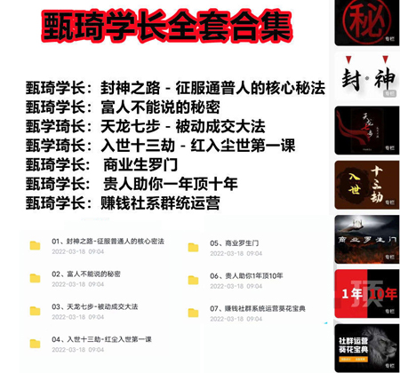 甄琦‬学长七套自我提升赚钱副业商业课程全套课程