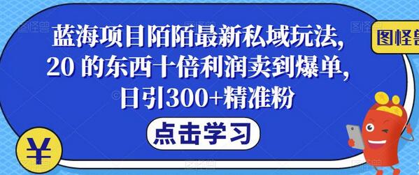 蓝海项目陌陌最新私域玩法,20 的东西十倍利润卖到爆单,日引300+精准粉