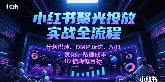 小红书聚光投放实战全流程，计划搭建、DMP玩法、A/B测试，私信成本10倍降低目标