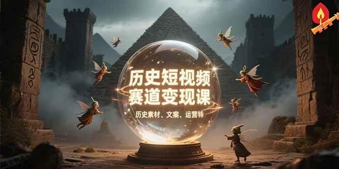 历史短视频赛道变现课，百集素材库应用，文案剪辑技巧，账号运营全案