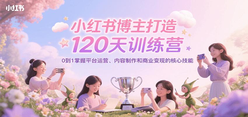 小红书博主打造120天训练营，0到1掌握平台运营、内容制作和商业变现