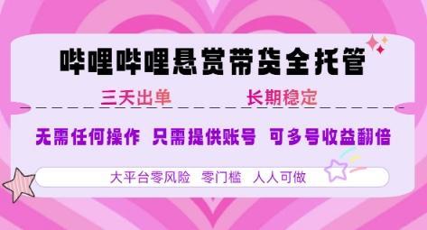 2025年B站风口带货项目 仅需提供账号 全程托管 轻松月入1w+