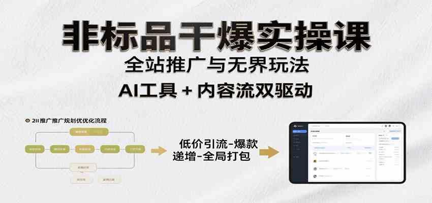 非标品干爆实操课：含多案例及操盘方法，从选品到推广、成交，助力打造爆款实现盈利