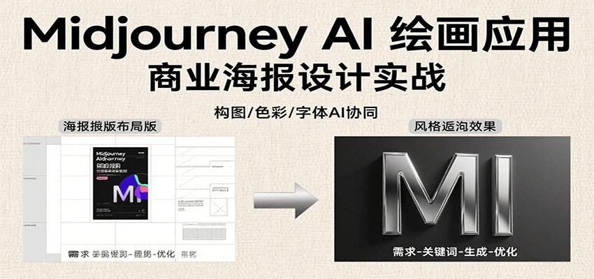 Midjourney AI绘画应用，关键词指令解析、漫画头像制作、海报设计、3D人物生成等