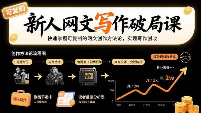 新人网文写作破局课：快速掌握可复制的网文创作方法论，实现写作创收