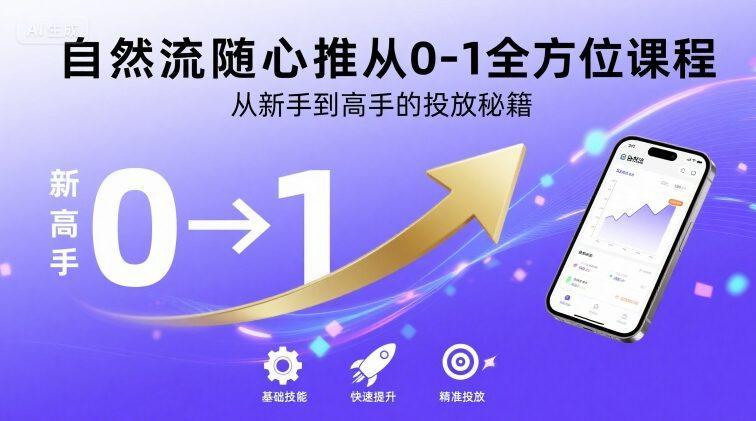 自然流随心推从0-1全方位课程，从新手到高手的投放秘籍
