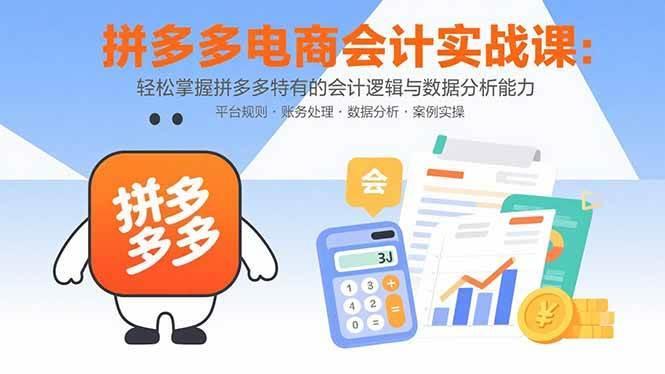 拼多多电商会计实战课：轻松掌握拼多多特有的会计逻辑与数据分析能力