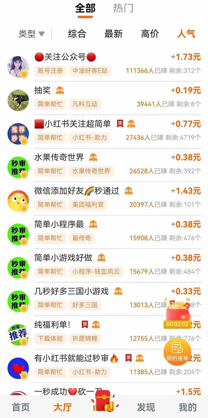 零撸小项目免费分享 点赞助力 无任何门槛 手机随时可做 单日收益200＋