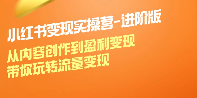 小红书变现实操营-进阶版:从内容创作到盈利变现,带你玩转流量变现