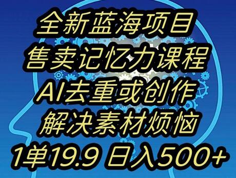 蓝海项目记忆力提升,AI去重,一单19.9日入500+