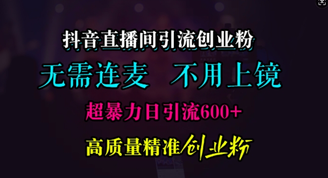 抖音直播间引流创业粉,无需连麦、无需上镜,超暴力日引流600+高质量精准创业粉【揭秘】