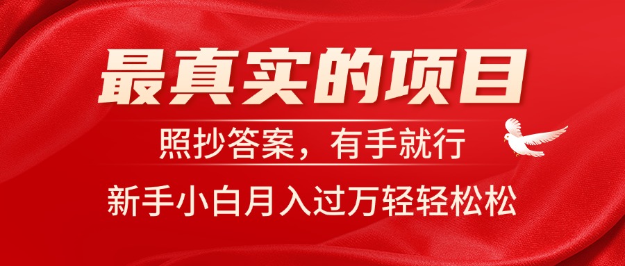 最真实的项目,照抄答案,有手就行,新手小白月入过万轻轻松松