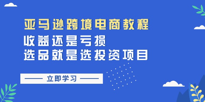 亚马逊跨境电商教程:收益还是亏损!选品就是选投资项目