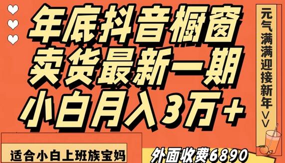 外面收费6890元年底抖音橱窗卖货最新一期，小白月入3万，适合小白上班族宝妈