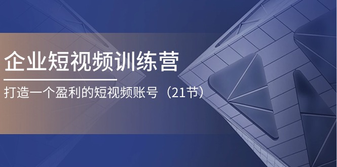 企业短视频训练营:打造一个盈利的短视频账号(21节)