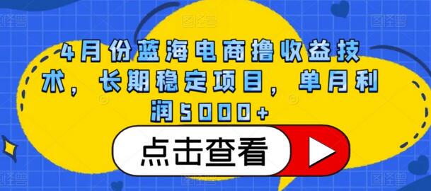 4月份蓝海电商撸收益技术，长期稳定项目，单月利润5000+