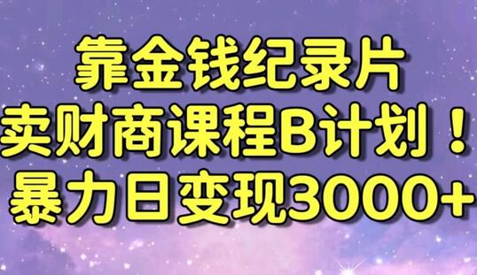 财经纪录片联合财商课程的变现策略,暴力日变现3000+,喂饭级别教学