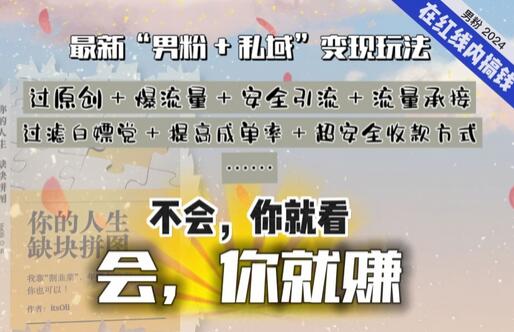 2024,“男粉+私域”还是最耐造、最赚、最轻松、最愉快的变现方式