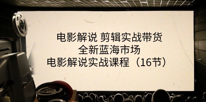 电影解说 剪辑实战带货全新蓝海市场,电影解说实战课程(16节)