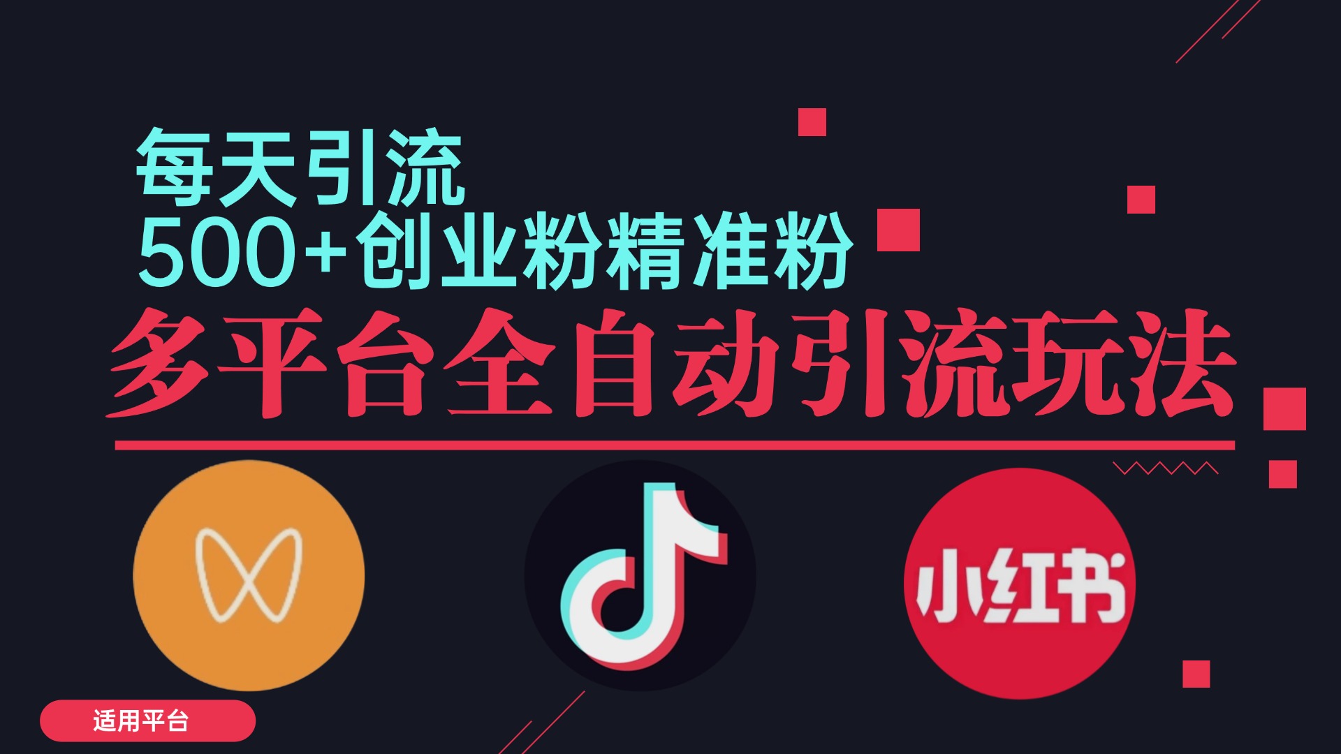 小红书抖音视频号截流自热全平台引流打法,全自动引流【日引2000+精准…