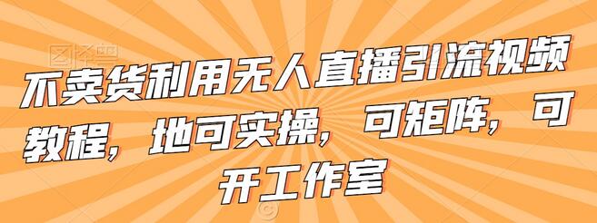 不卖货利用无人直播引流视频教程，地可实操，可矩阵，可开工作室