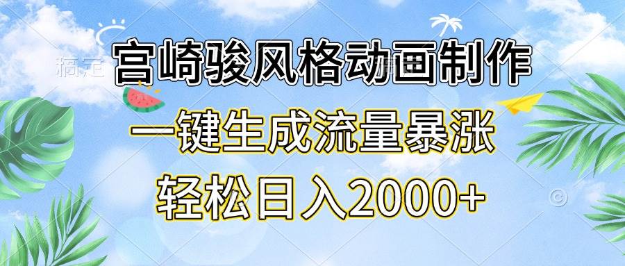 宫崎骏风格动画制作,一键生成流量暴涨,轻松日入2000+