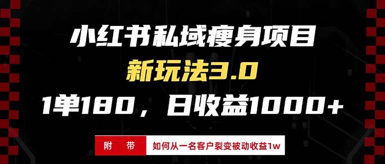 小红书瘦身项目3.0模式,新手小白日赚收益1000+(附从一名客户裂变收益…