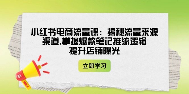 小红书电商流量课:揭秘流量来源渠道,掌握爆款笔记推流逻辑,提升店铺曝光