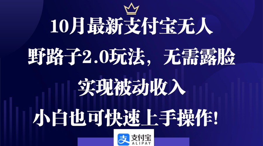 10月最新支付宝无人野路子2.0玩法,无需露脸,实现被动收入,小白也可…