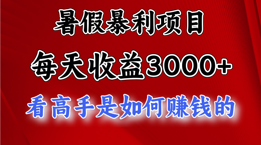 暑假暴利项目,每天收益3000+ 努努力能达到5000+,暑假大流量来了