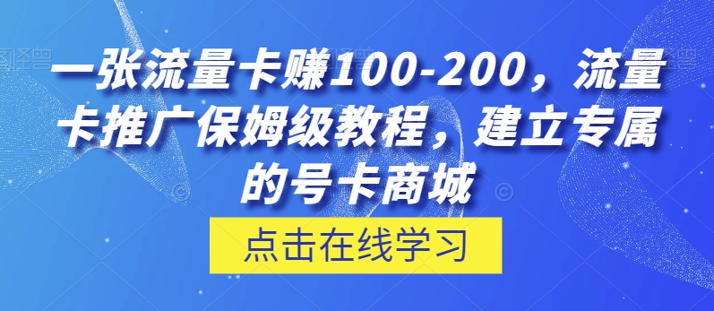 一张流量卡赚100-200,流量卡推广保姆级教程,建立专属的号卡商城