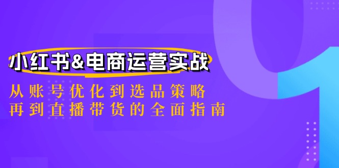 小红书&电商运营实战:从账号优化到选品策略,再到直播带货的全面指南