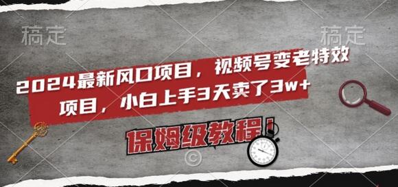 2024最新风口项目,视频号变老特效项目,电脑小白上手3天卖了3w+,保姆级教程