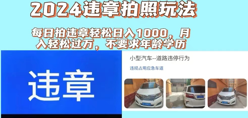 2024违章拍照新玩法,推广躺赚+拍照赚钱双模式,日入1000+