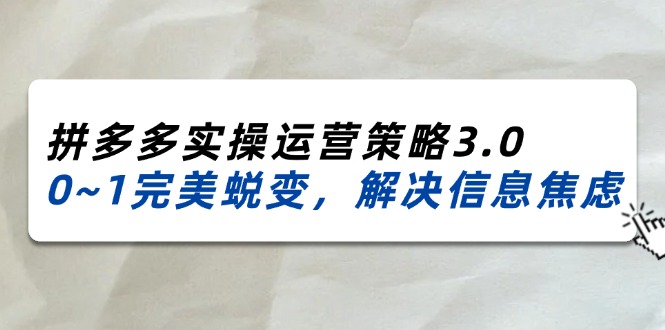 2024_2025拼多多实操运营策略3.0,0~1完美蜕变,解决信息焦虑(38节)