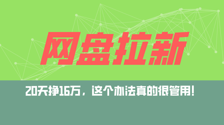 网盘拉新+私域运营玩法,零基础入门,小白可操作,当天见效,日入5000+