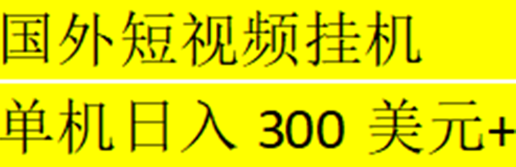 海外暴力短视频挂机全自动撸美金 单机日入300美元+【脚本免费+一对一指导】