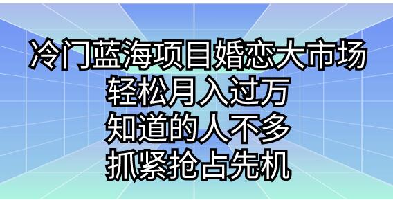 冷门蓝海项目婚恋大市场,轻松月入过万,知道的人不多,抓紧抢占先机
