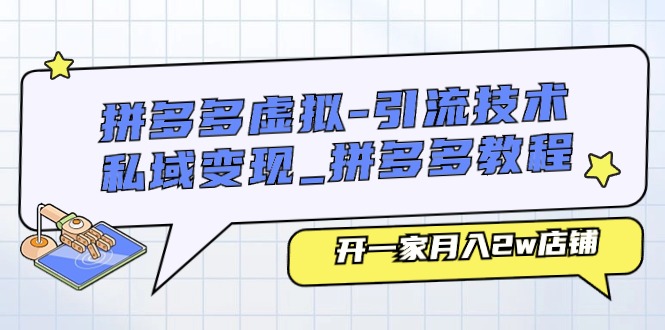 拼多多虚拟-引流技术与私域变现_拼多多教程:开一家月入2w店铺