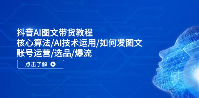 抖音AI图文带货教程:核心算法/AI技术运用/如何发图文/账号运营/选品/爆流