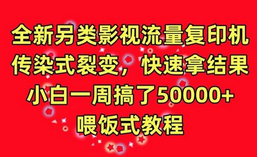 全新另类影视流量复印机，传染式裂变，快速拿结果，小白一周搞了50000+，喂饭式教程