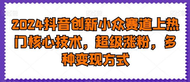 2024抖音创新小众赛道上热门核心技术,超级涨粉,多种变现方式