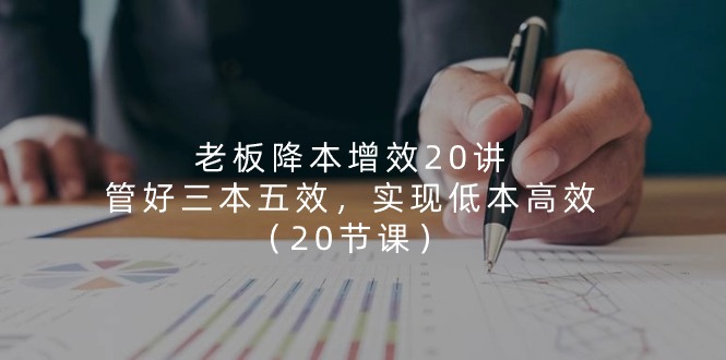 老板降本增效20讲,管好三本五效,实现低本高效(20节课)