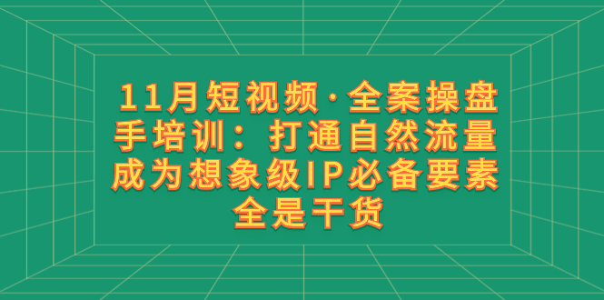 【终身VIP专享】参哥-11月短视频·全案操盘手培训:打通自然流量 成为想象级IP必备要素 全是干货