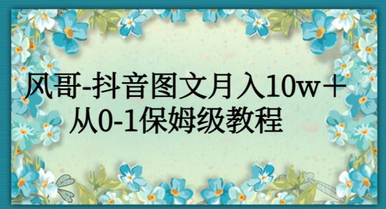 风哥-抖音图文月入10w+,从0-1保姆级教程