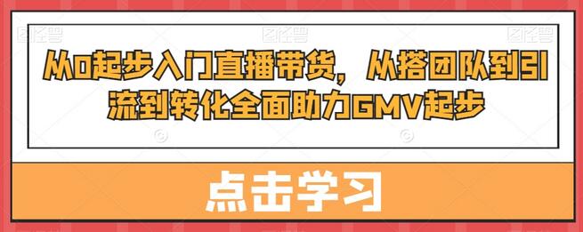 从0起步入门直播带货,从搭团队到引流到转化全面助力GMV起步
