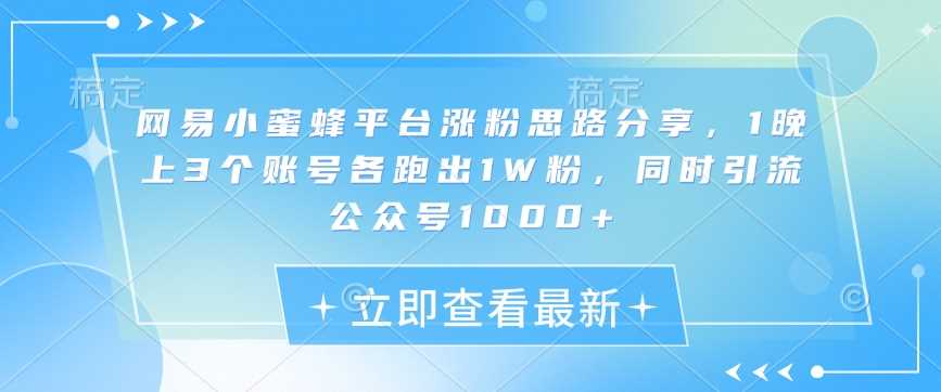 网易小蜜蜂平台涨粉思路分享,1晚上3个账号各跑出1W粉,同时引流公众号1000+