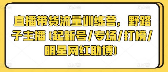 直播带货流量训练营，野路子主播(起新号/专场/打榜/明星网红助博)