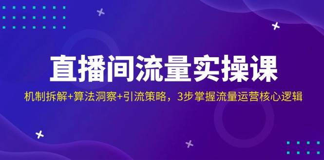 直播间流量实操课:机制拆解+算法洞察+引流策略,3步掌握流量运营核心逻辑
